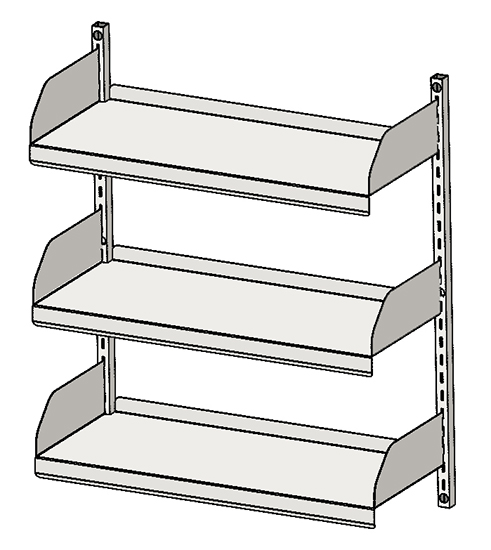 Laboratory Wall Shelves with Upturned Bookends