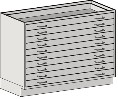 Base Cabinets – Standing Height, Single Bank Drawers – with Ten 3-inch Drawers