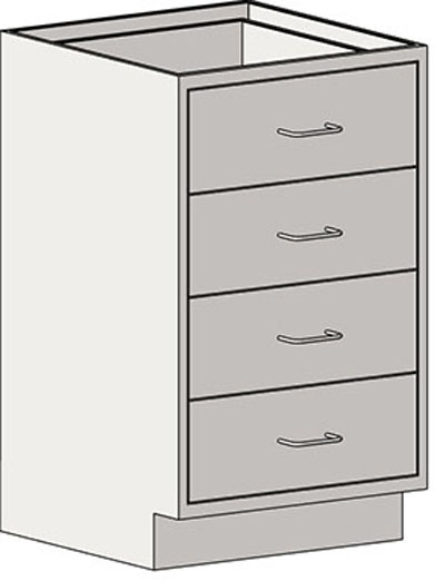 Base Cabinets – Standing Height, Single Bank Drawers – with Four 7-inch Drawers