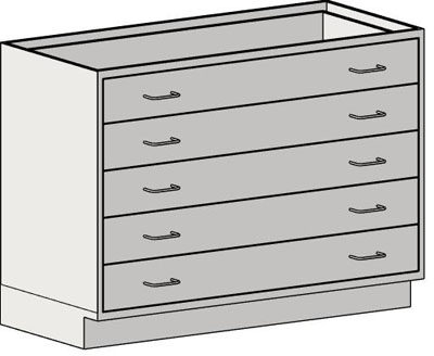 Base Cabinets – Standing Height, Single Bank Drawers – with Five 6-inch Drawers
