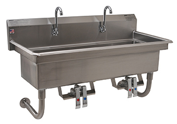 Wall Mounted Multi-Station Hand Sinks with Knee Valve Operation